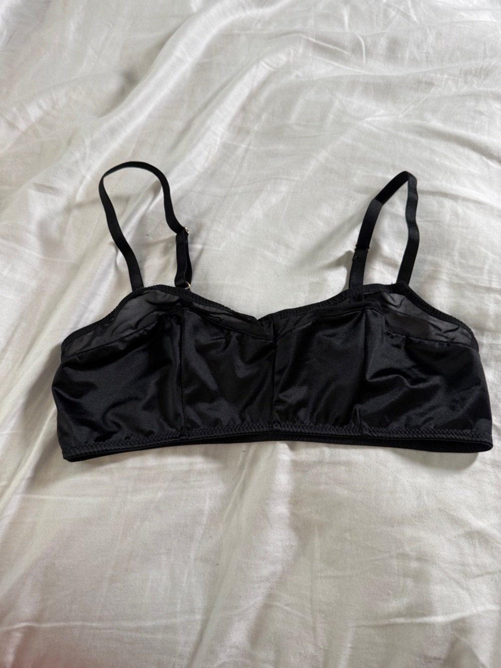 Shimera Black Satin Bralette with Adjustable Straps